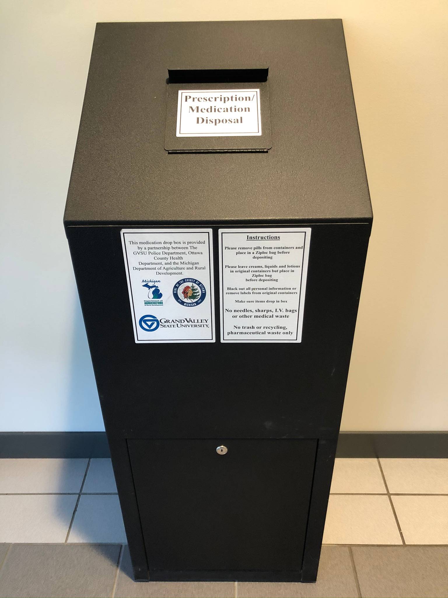 Allendale Campus Prescription Drop Off Box